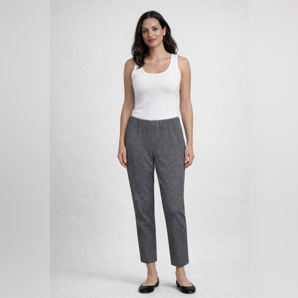 J.Jill Ponte Knit Leggings Blue Gray Textured Stretch Pull-On Pants Size M